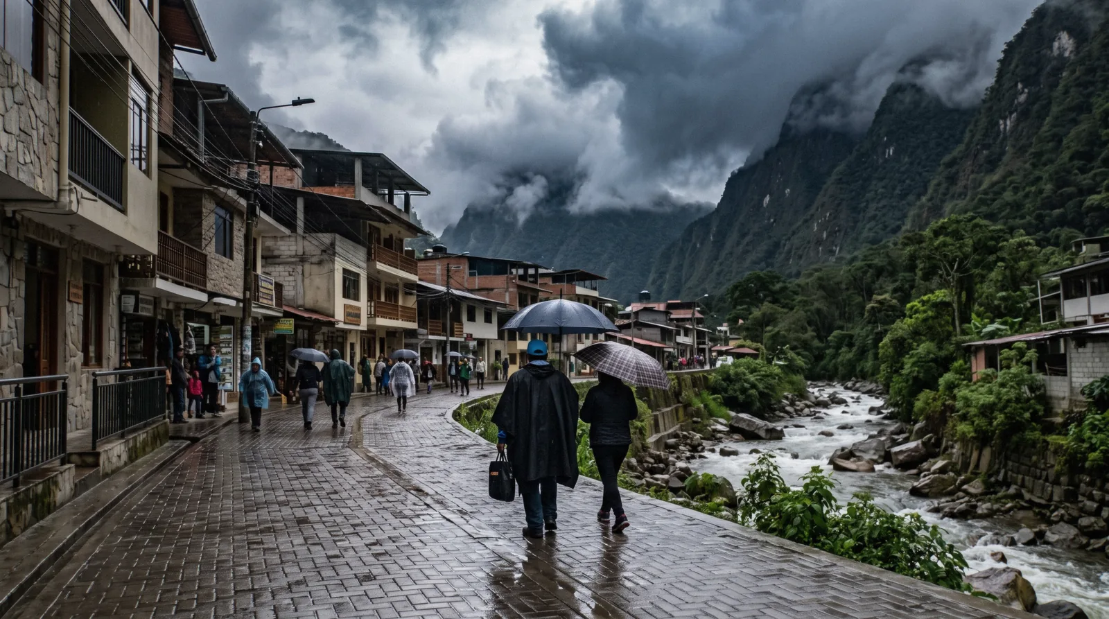 Clouds settling over the Urubamba gorge above Aguas Calientes, Peru, after afternoon rain