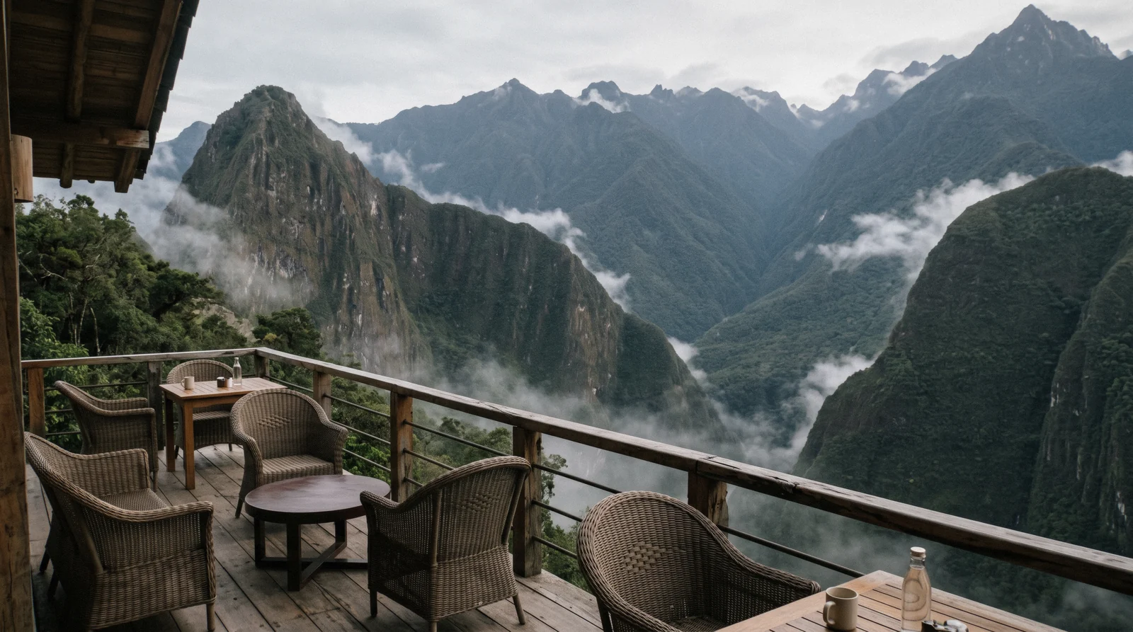Terraces of Machu Picchu above the cloud forest near Aguas Calientes, Peru