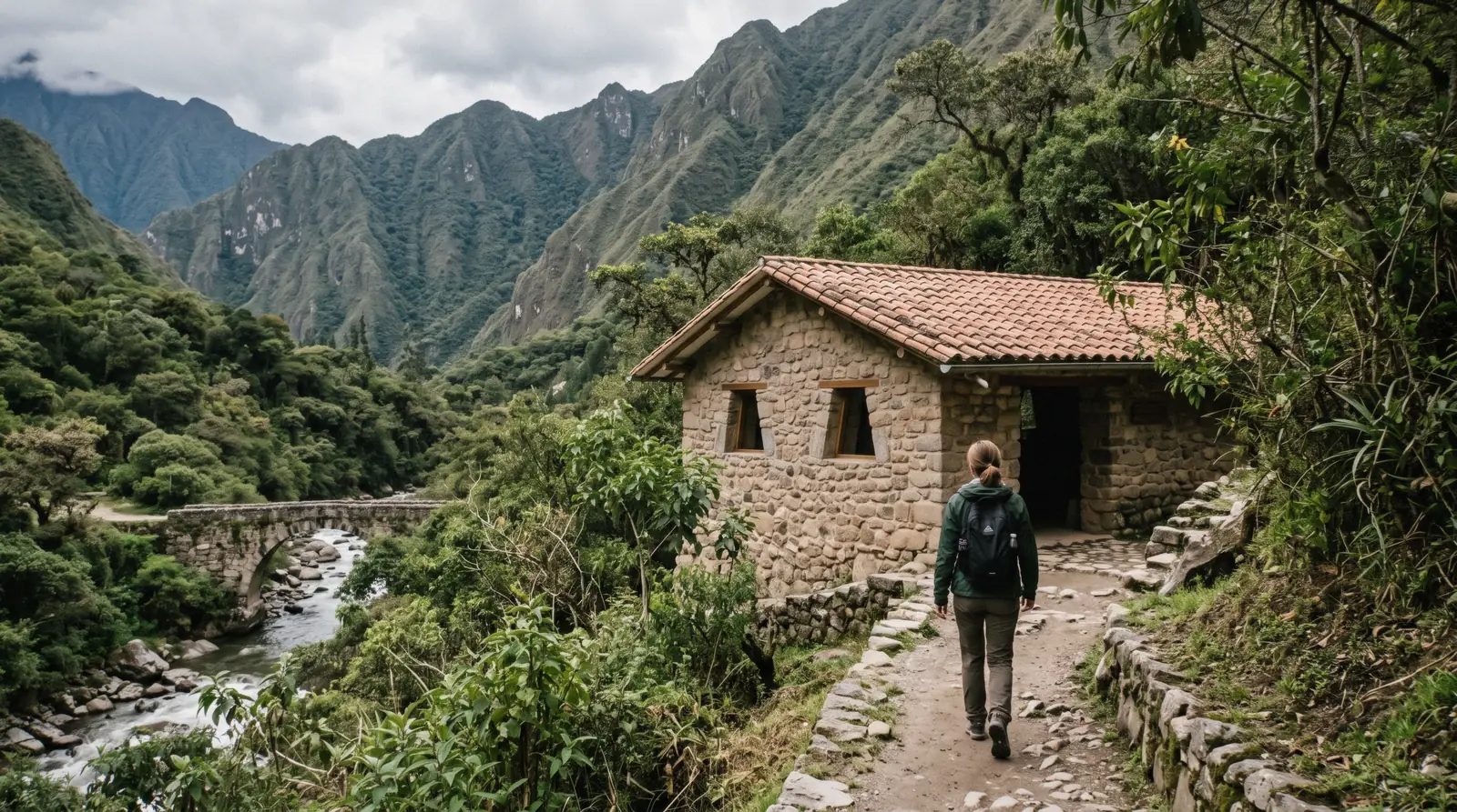 The Manuel Chavez Ballon site museum building near Puente Ruinas at the base of the road up to Machu Picchu
