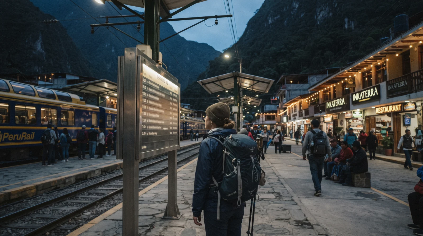 Aguas Calientes town on the Vilcanota River below Machu Picchu, Peru