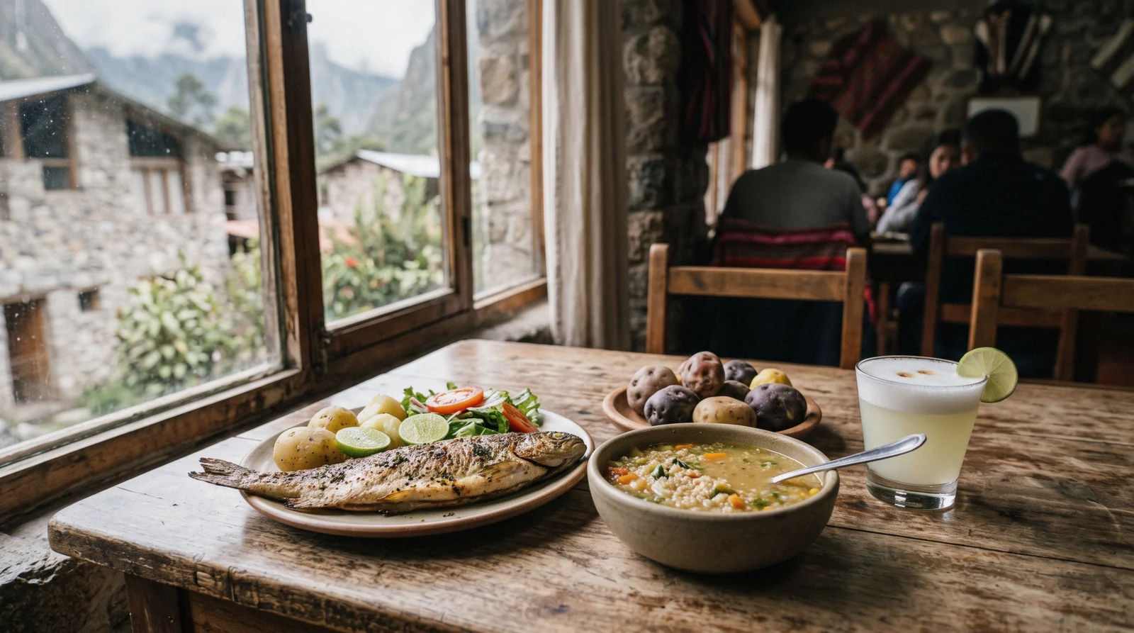 Plate of Andean food served in Aguas Calientes near Machu Picchu, Peru