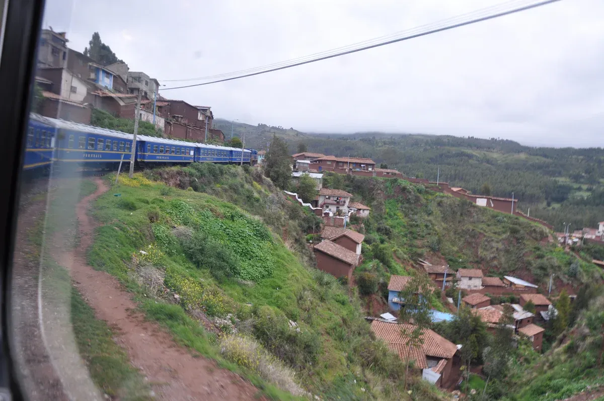 The interior of a PeruRail Vistadome railway car on the way from Cusco to Machu Picchu, Peru