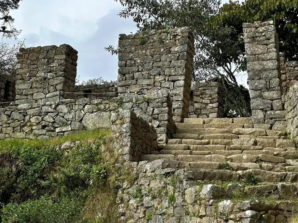 The stone gateway of Inti Punku, the Sun Gate, on the Inca Trail above Machu Picchu, Peru